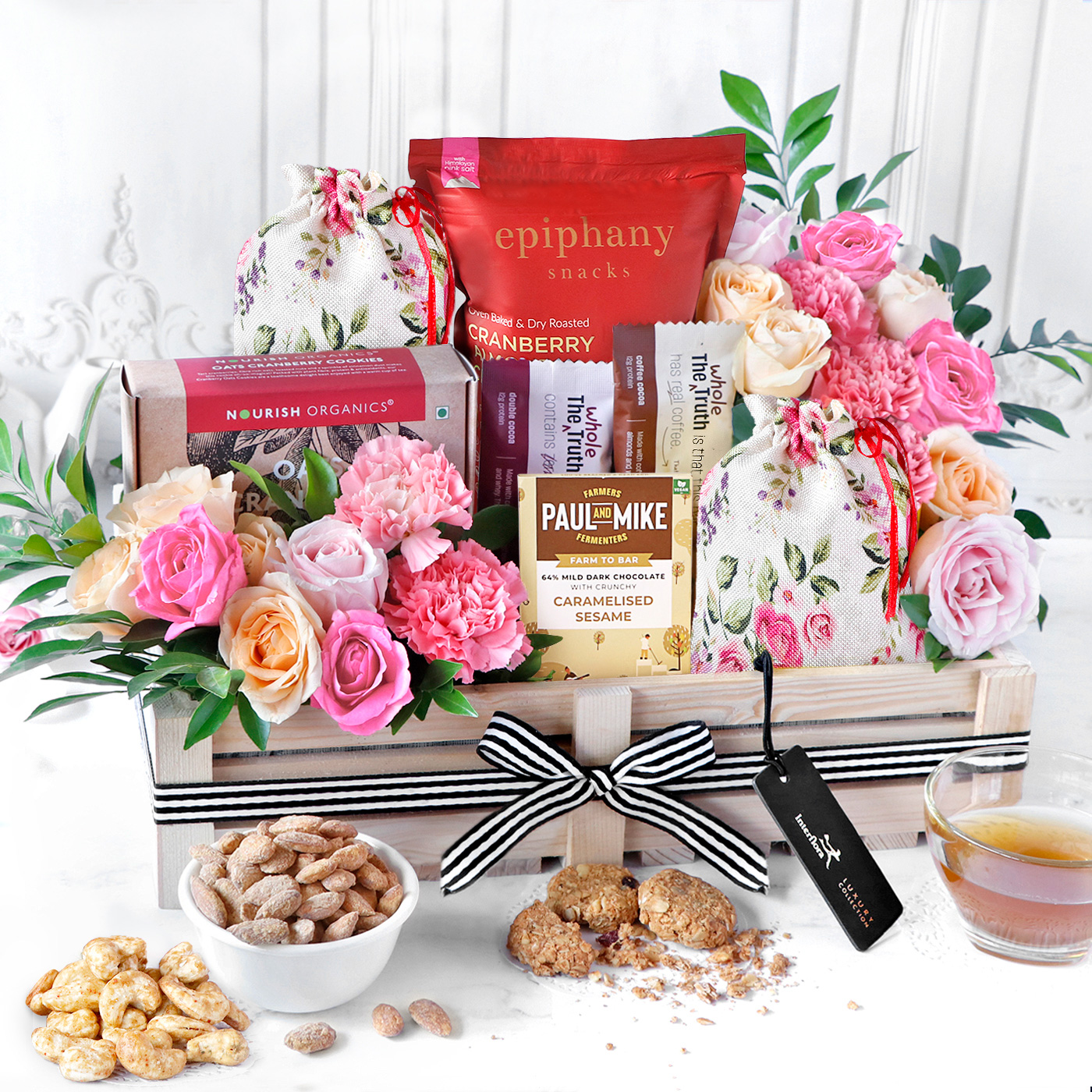 Flower and snacks hamper