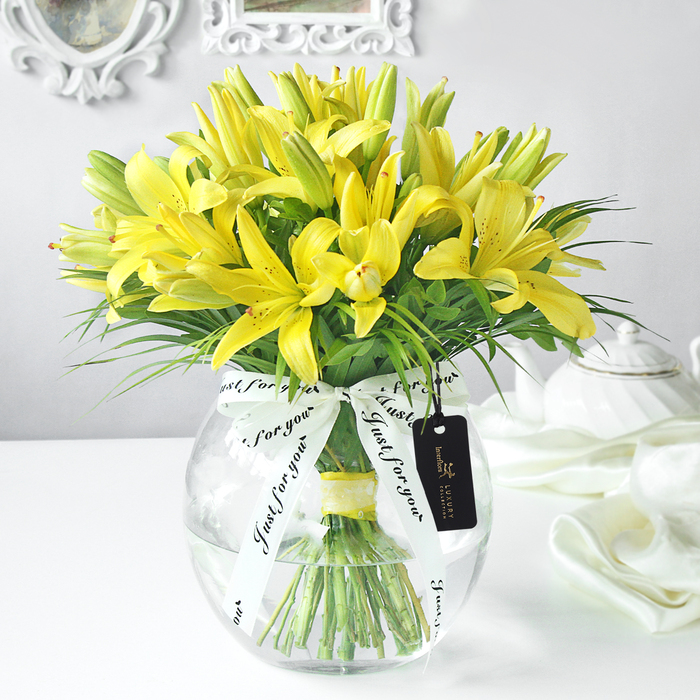 Yellow Lilies in Vase for Republic Day