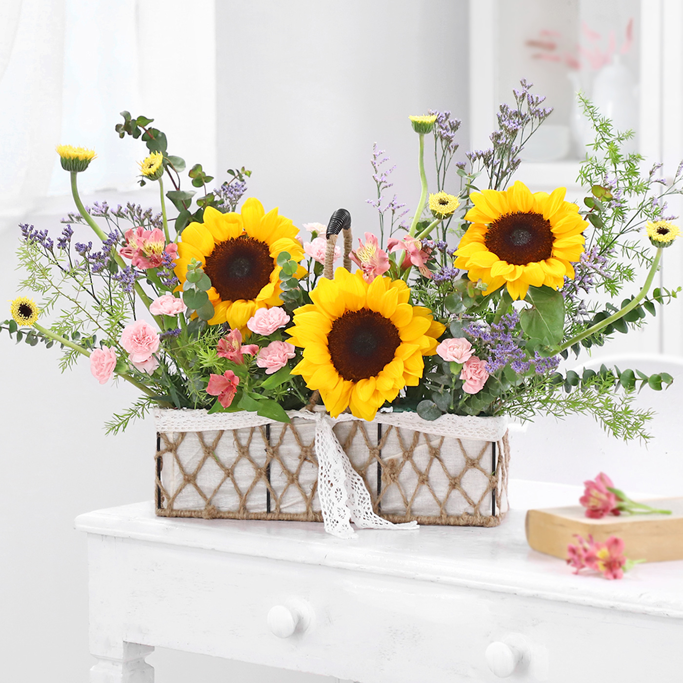 Sunflowers Arrangement in Basket Online